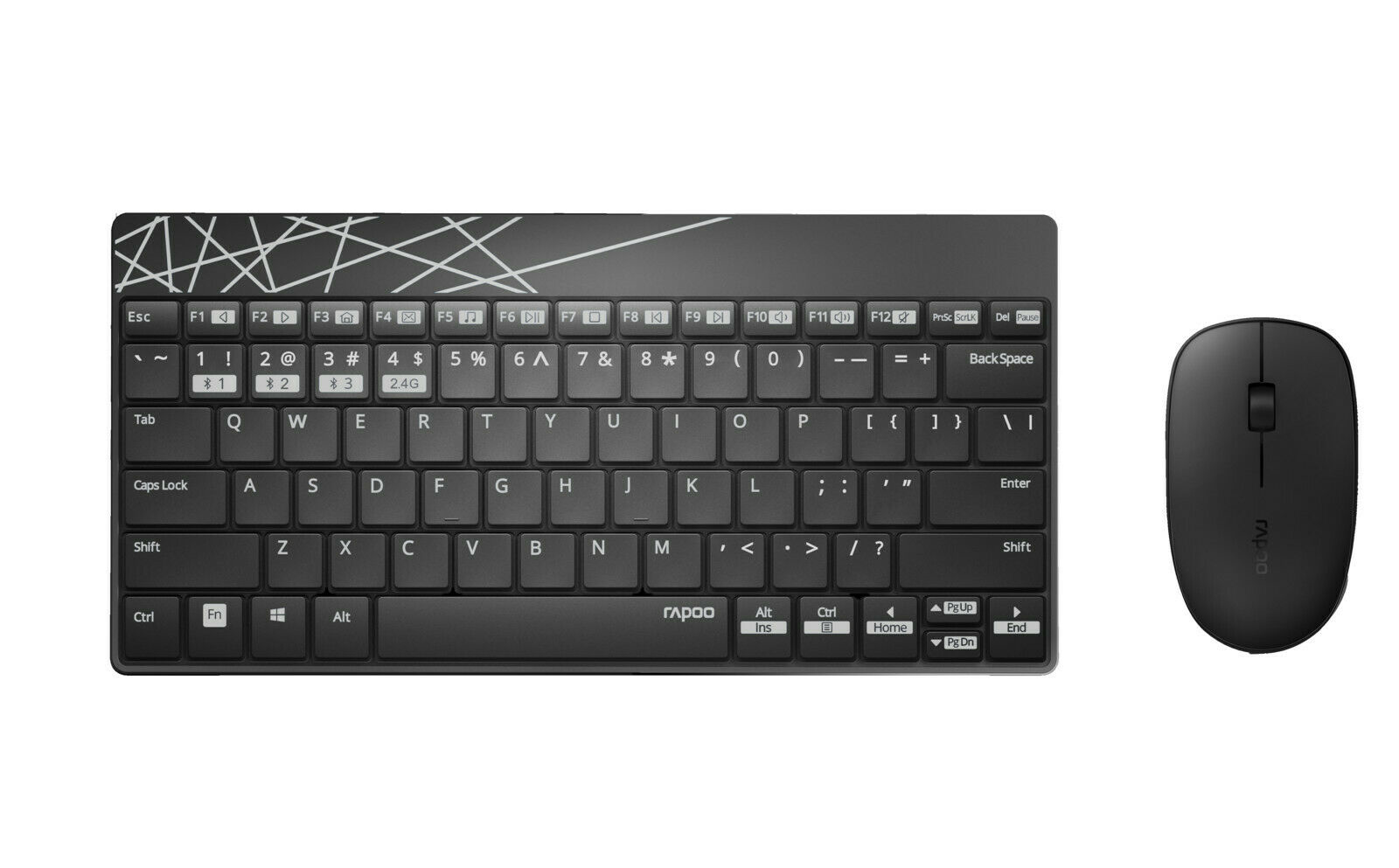 Rapoo 8000M Kabelloses Tastatur- und Maus-Set 2.4 GHz Bluetooth QWERTZ Schwarz