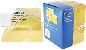 HYGOSTAR Erfrischungstuch Lemon, 100er Karton aus Viskose/PES, mit Lemonduft, einzeln verpackt, - 1 Stück (31511)