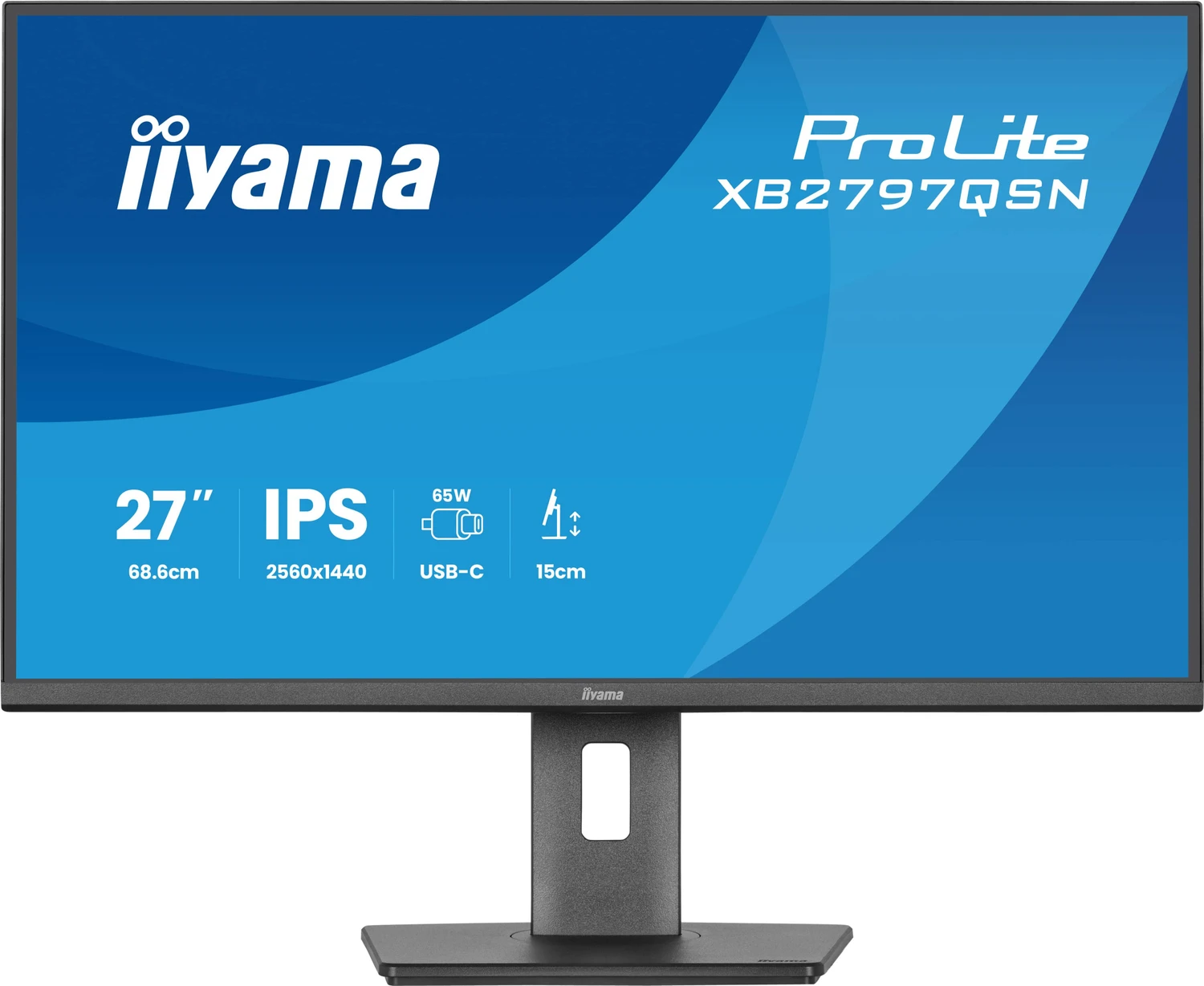 Iiyama ProLite XB2797QSN-B1 27" QHD IPS Monitor USB-C Dock 75Hz Schwarz