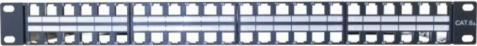 Dexlan Modulträger für 48 Keystone-Anschlussbuchsen, 48,30cm (19"), schwarz RAL 9005 Zum Aufbau eines Patchfeldes mit bis zu 48 Ports (258152)