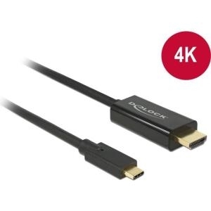 Delock Kabel USB Type-C™ Stecker > HDMI Stecker (DP Alt Mode) 4K 30 Hz 1 m schwarz (85258)