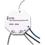 Busch-Jaeger 6725. Produkttyp: Switching/dimming actuator, Befestigungstyp: Unterputzmontiert, Anzahl Kanäle: 2 Kanäle. Energiequelle: AC, Eingangsspannung: 230 V, Eingangsfrequenz: 50 Hz. Breite: 47 mm, Tiefe: 14 mm, Höhe: 48 mm (6720-0-0007)