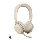 GN Jabra Jabra Evolve2 75 - Headset - On-Ear - Bluetooth - kabellos, kabelgebunden - aktive Rauschunterdrückung - USB-A - Geräuschisolierung - beige- optimiert für MS (27599-999-998)