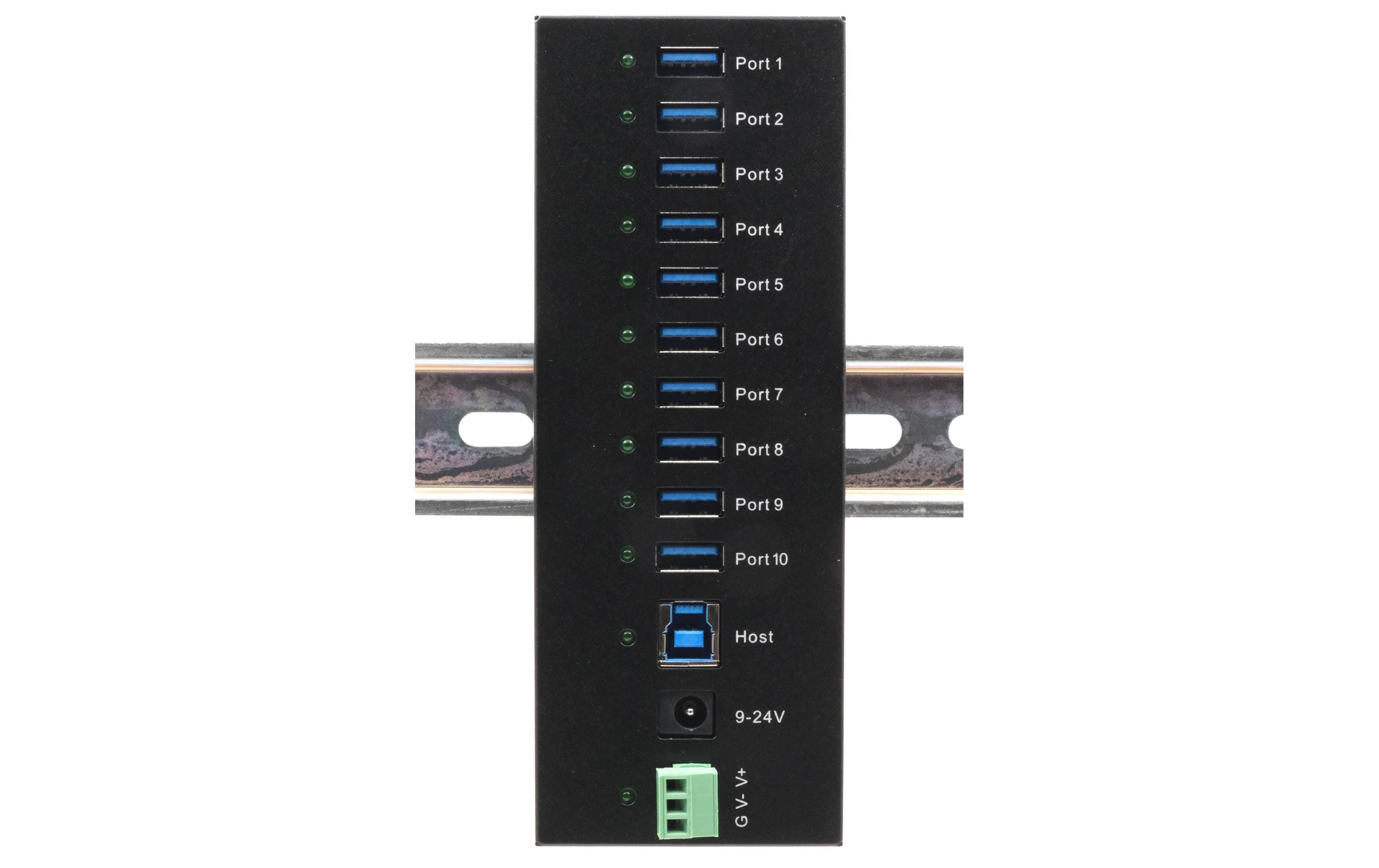 Exsys EX-11230HMS 10-Port USB 3.2 Gen 1 Hub Schwarz
