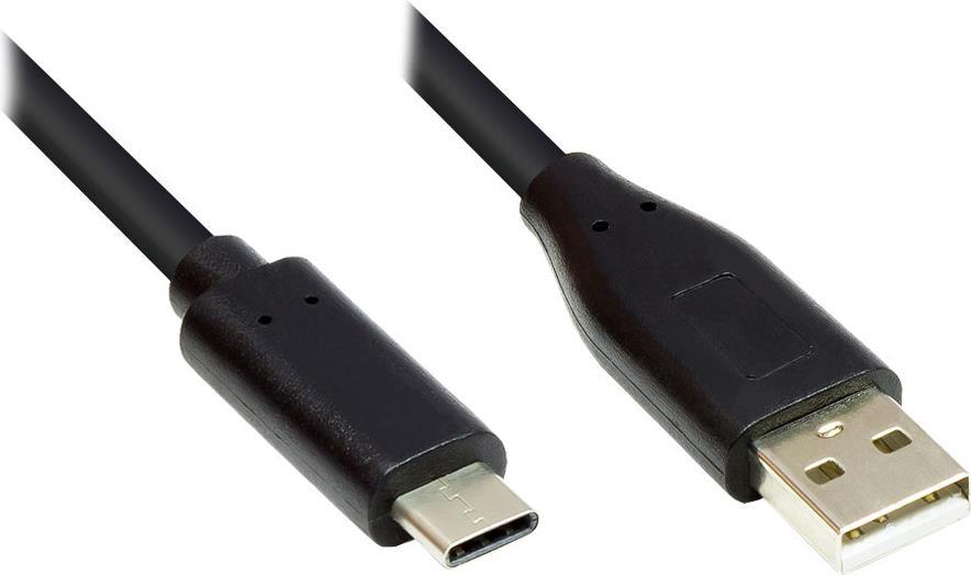 Anschlusskabel USB 2.0, USB-C™ Stecker an USB 2.0 A Stecker, CU, schwarz, 3m, Good Connections® (GC-M0119)