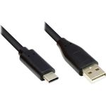Anschlusskabel USB 2.0, USB-C™ Stecker an USB 2.0 A Stecker, CU, schwarz, 3m, Good Connections® (GC-M0119)