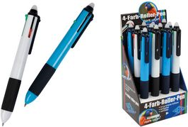 WEDO Vierfarb-Kugelschreiber, radierbar, 12er Display mir Radierer am Schaftende, Farbminen sind austauschbar, - 12 Stück (256 4499)