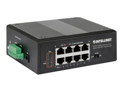 Intellinet PoE-Powered 8-Port Gigabit Ethernet PoE+ Industrial Switch 8 x 10/100/1000 (PoE+) Schwarz