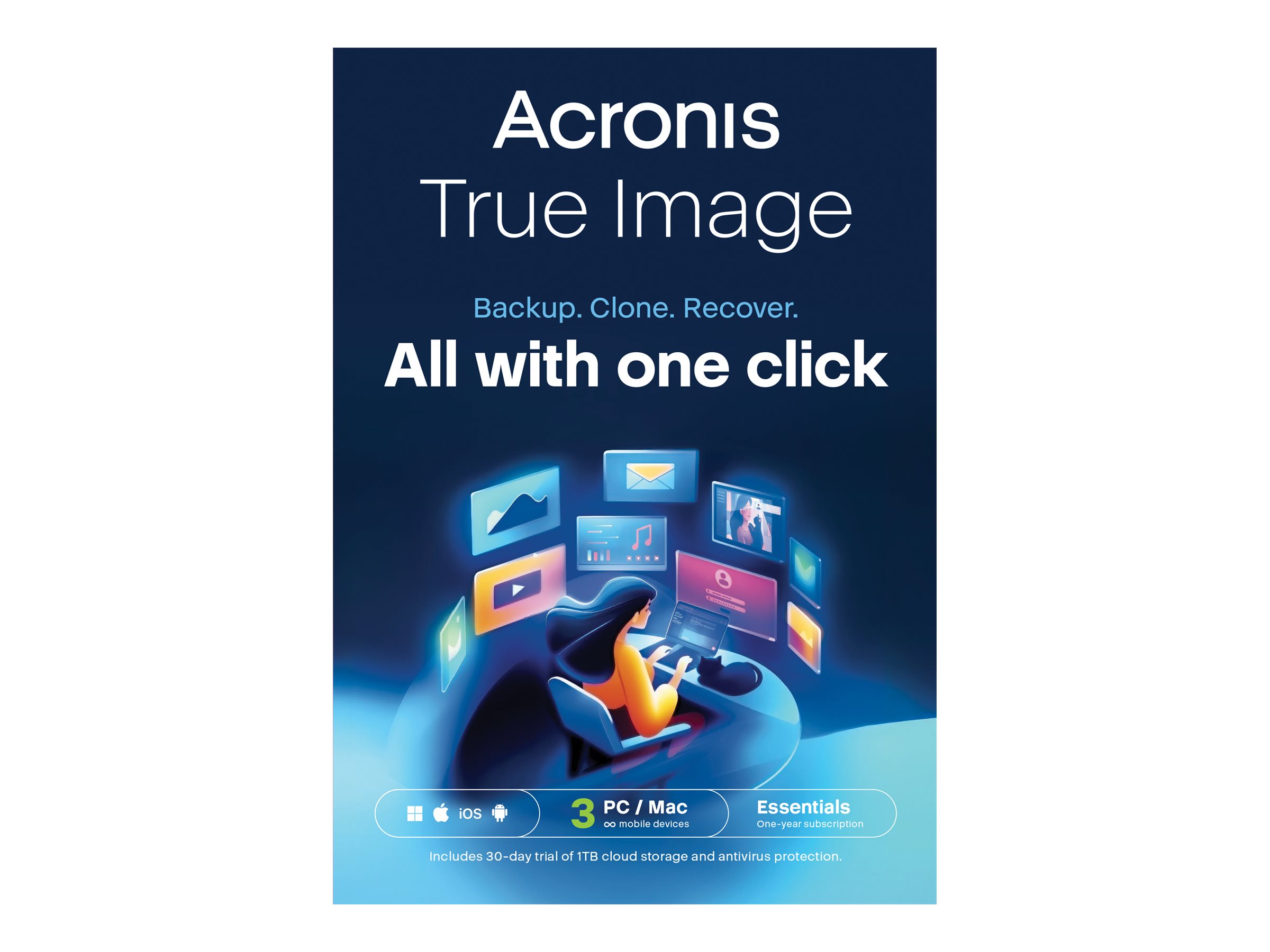 Acronis Cyber Protect Home Office Essential 3 Lizenzen 1 Jahr Abonnement