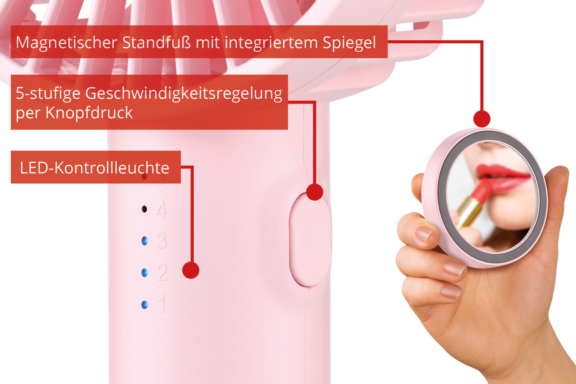 Unold Breezy II Handventilator 10 cm Pink