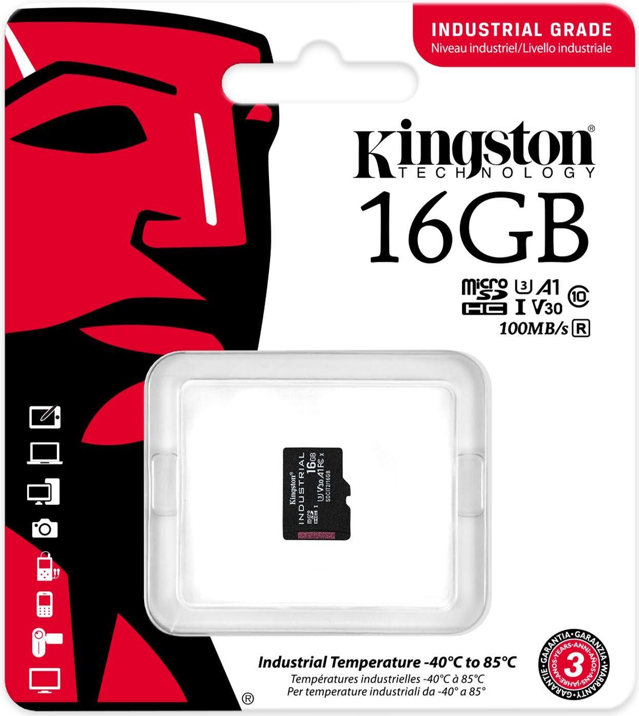 Kingston Industrial SDCIT2 16 GB microSDHC Schwarz