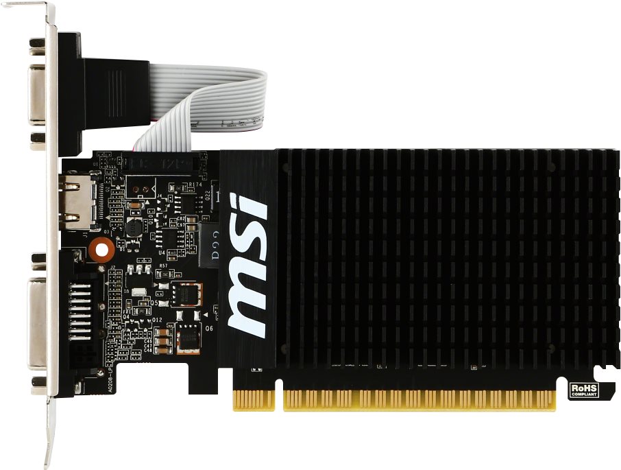 MSI GeForce GT 710 2GB DDR3 Grafikkarte DVI/VGA/HDMI Low Profile passiv GeForce GT 710, PCI-Express 2.0 (V809-2000R)