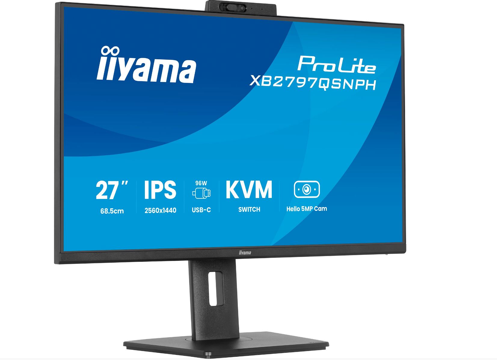 iiyama ProLite XB2797QSNPH-B1 68,60cm (27") QHD IPS Monitor USB-C Dock KVM Webcam