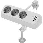 VALUE Tischsteckdosenleiste. 3-fach + 3x USB (2x A + 1x C), PD 32W, Tischklemm (19.99.1034)