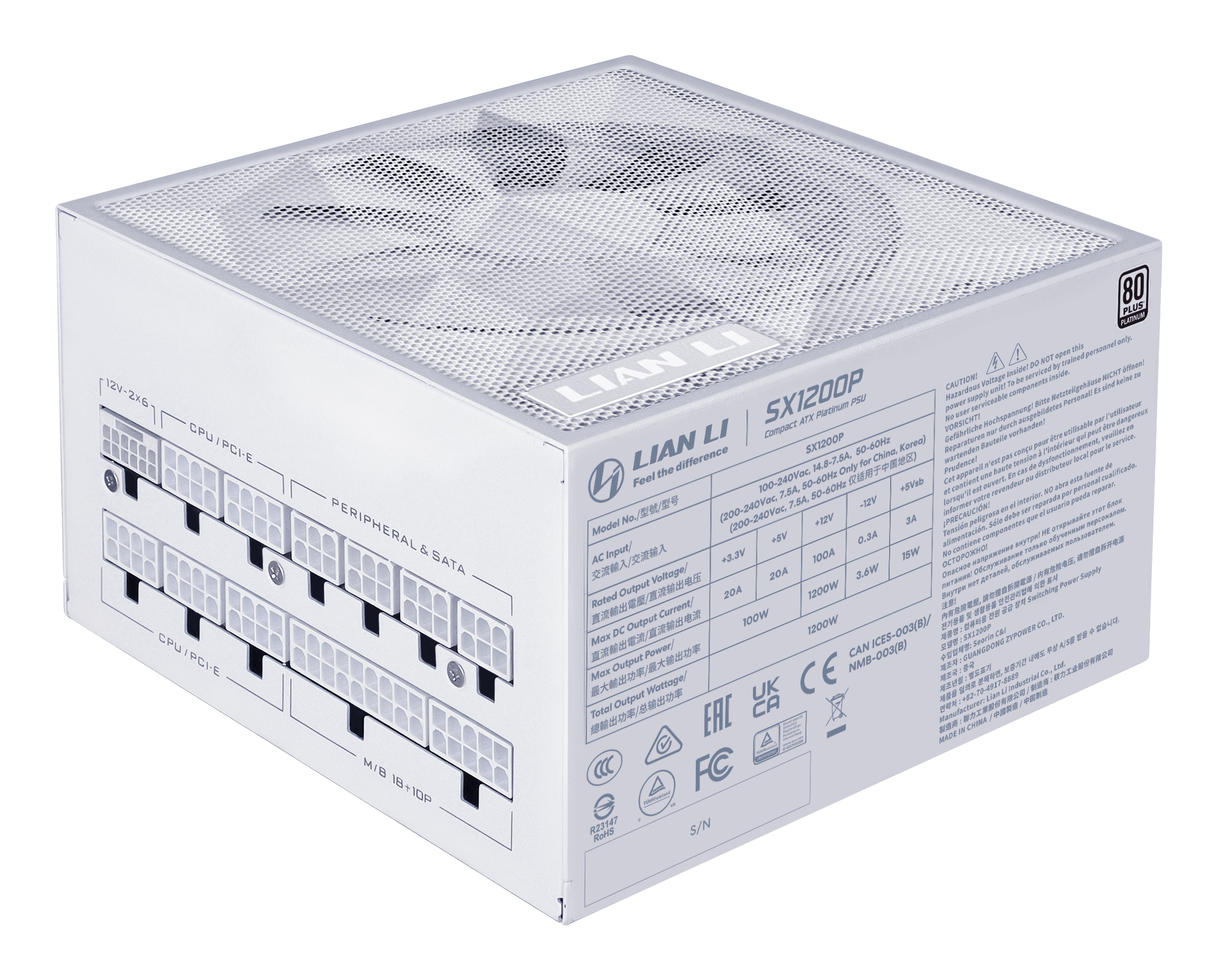 Lian Li SX Series SX1200P 1200 W 80 PLUS Platinum PC-Netzteil Weiß