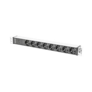 DIGITUS Steckdosenleiste mit Aluminiumprofil und Vorsicherung, 8-fach Schutzk...