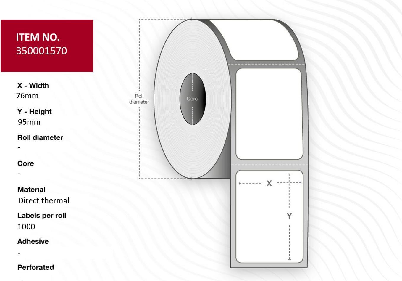 Capture Label 76x95 - Core 25. White. labels per roll. 24 rolls per box. Black Mark (35001570-24ROLLS)