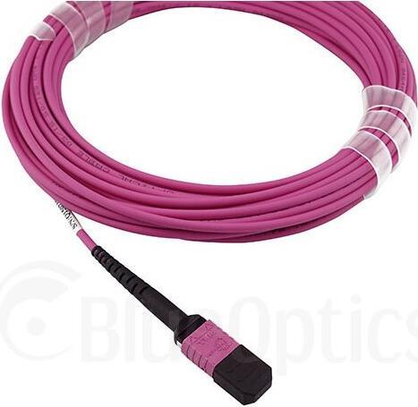 Kompatibles NetApp X66205-15 BlueOptics LWL Breakout Patchkabel, MPO/UPC, 4xDuplex LC/UPC, 15 Meter, Multimode G50/125µm, OM4, Markenfaser, 3.0mm LSZH magenta, 8 Kerne und MPO Stecker ohne Pins, inkl. Messprotokoll (X66205-15-BO)