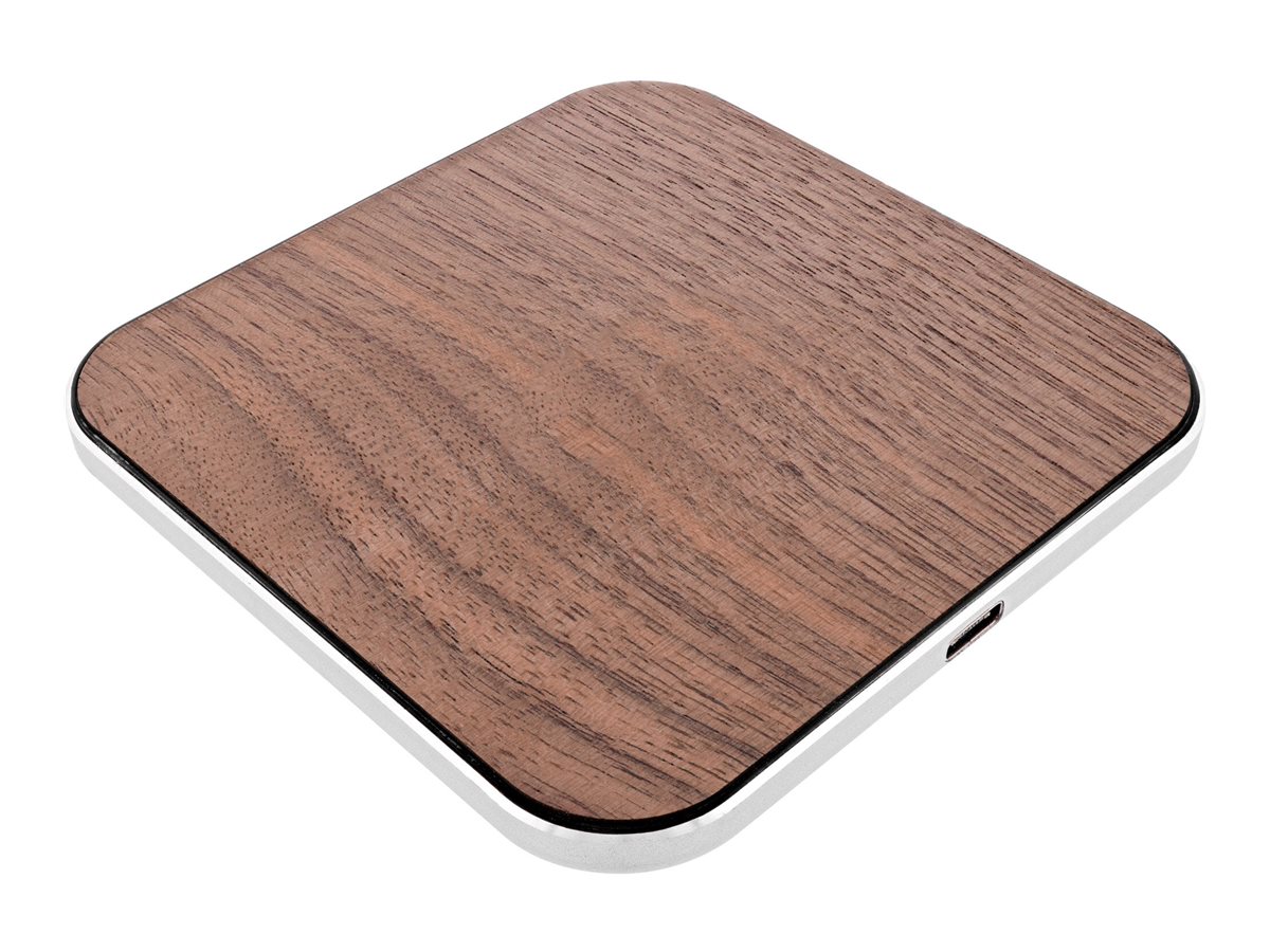 InLine Qi woodcharge Induktive Ladematte 15W USB-C Walnuss