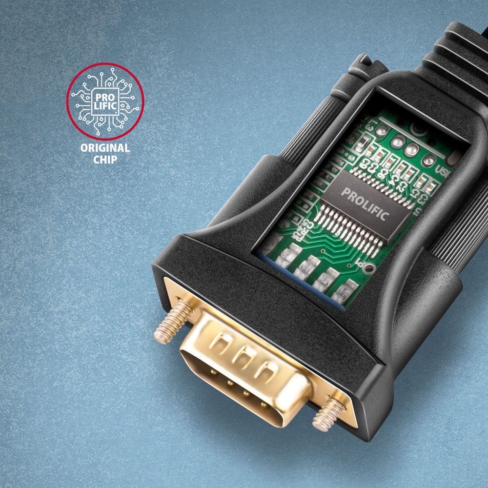 AXAGON ADS-1PSN USB-A auf Seriell RS-232 DB-9 Adapterkabel 1,5 m Schwarz
