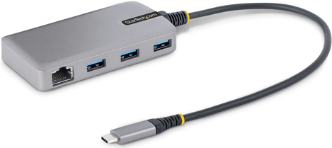 StarTech.com 3-Port USB-C Hub with Ethernet, 3x USB-A Ports, Gigabit Ethernet, USB 3.0 5Gbps, Bus-Powered, USB Type-C Hub w/GbE and 1ft/30cm Long Cable, Portable Laptop USB C Hub Adapter (5G3AGBB-USB-C-HUB)
