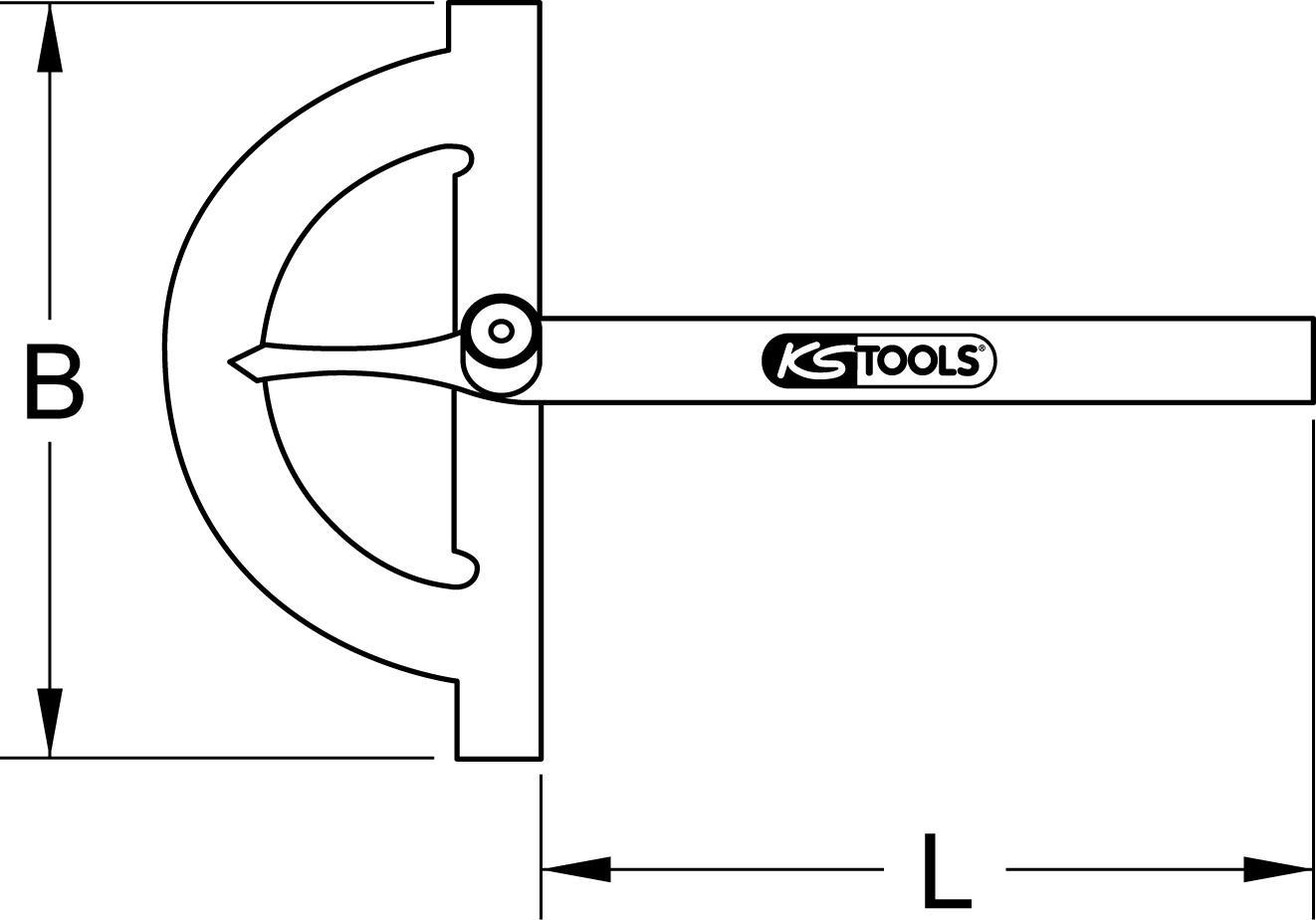KS TOOLS Winkelgradmesser mit offenen Bogen, 1000mm (300.0649)
