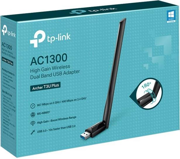 TP-Link Archer T3U Plus AC1300 Dual Band USB 3.0 WLAN Adapter Schwarz
