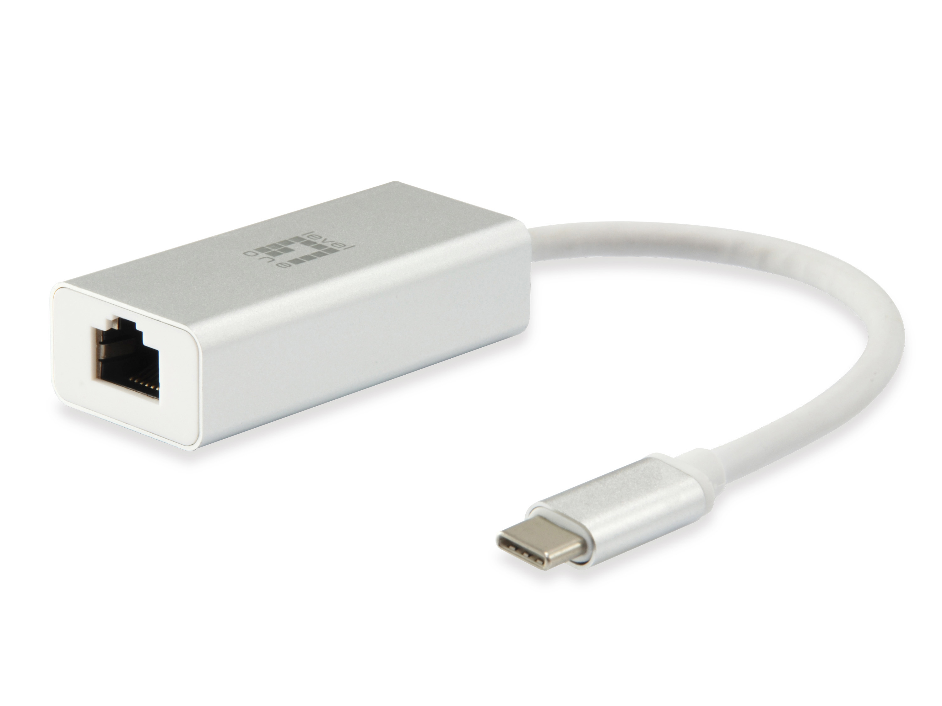 LevelOne USB-0402 Gigabit USB-C Netzwerkadapter 1000 Mbit/s Ethernet Silber, Weiß