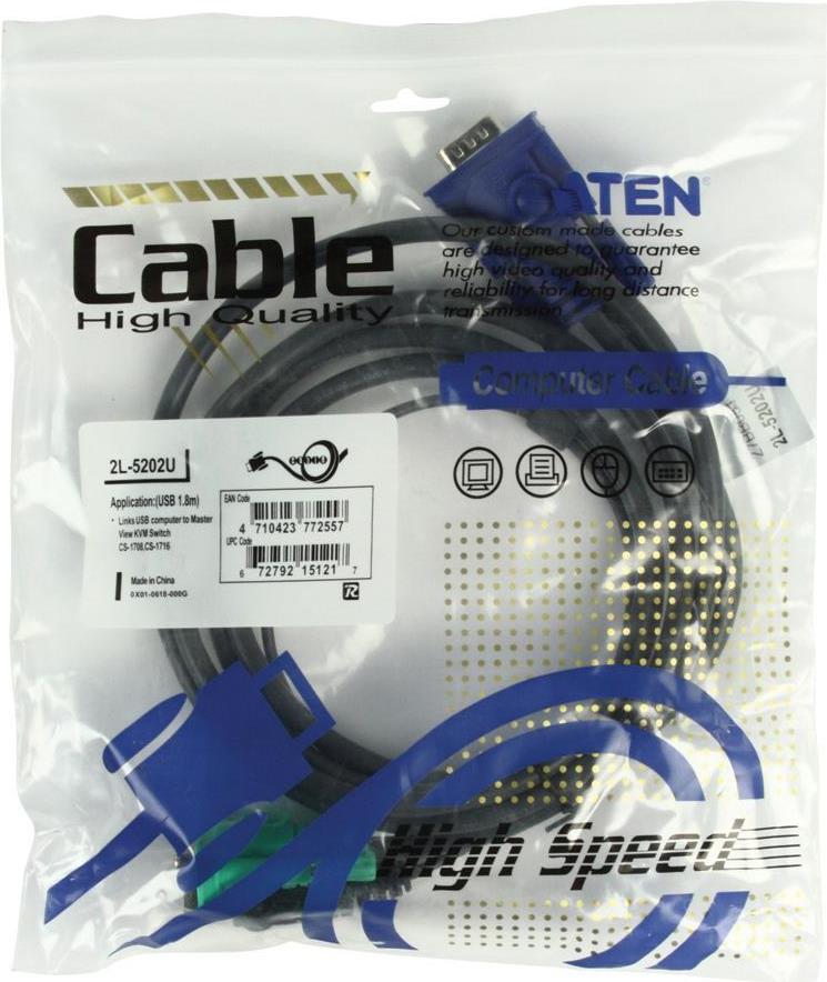 ATEN 2L-5202U KVM-Kabel 1,8 m Schwarz