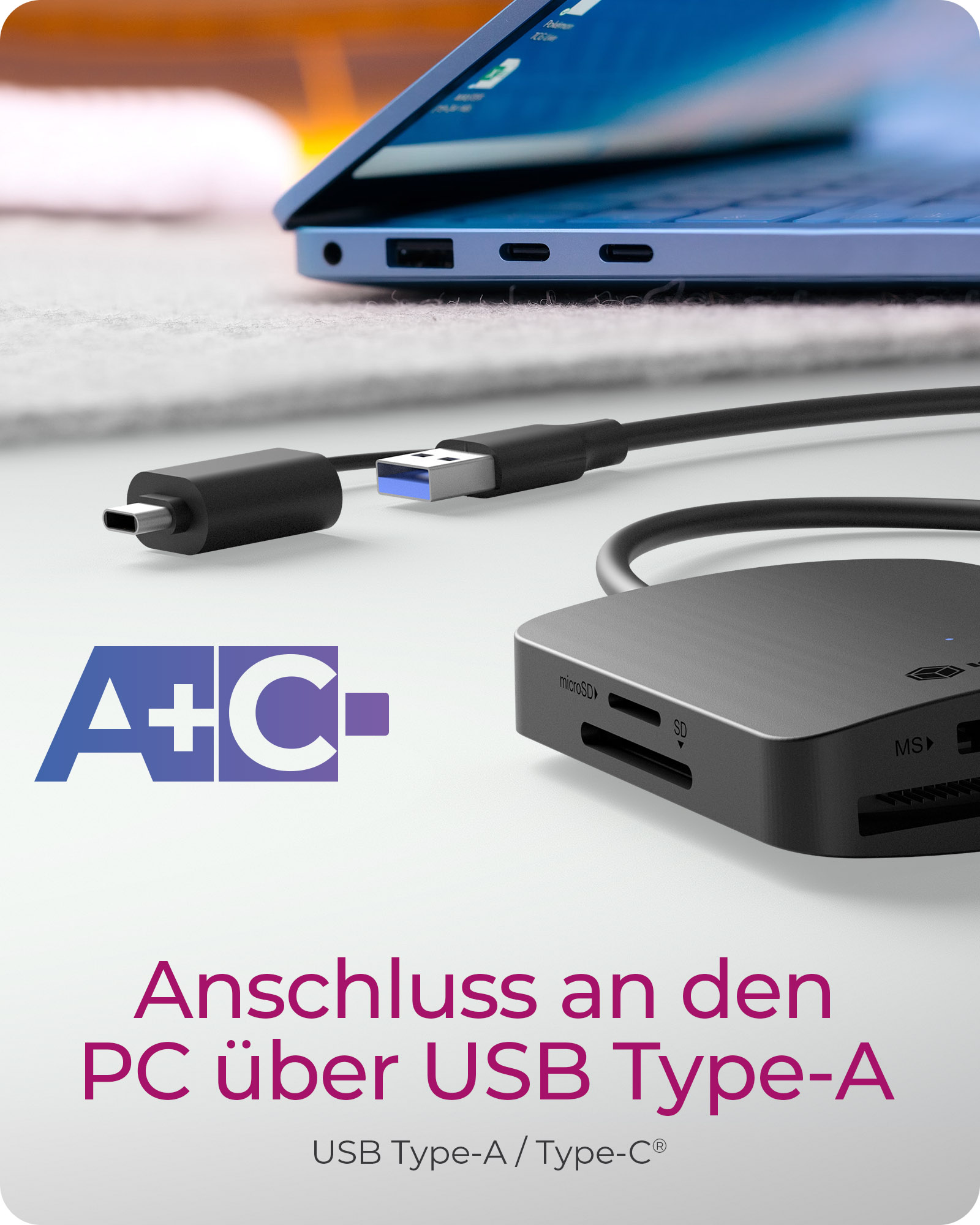 ICY BOX IB-CR302-CU3 Multi-Kartenleser USB 3.2 Gen 1 Type-C + Type-A Schwarz
