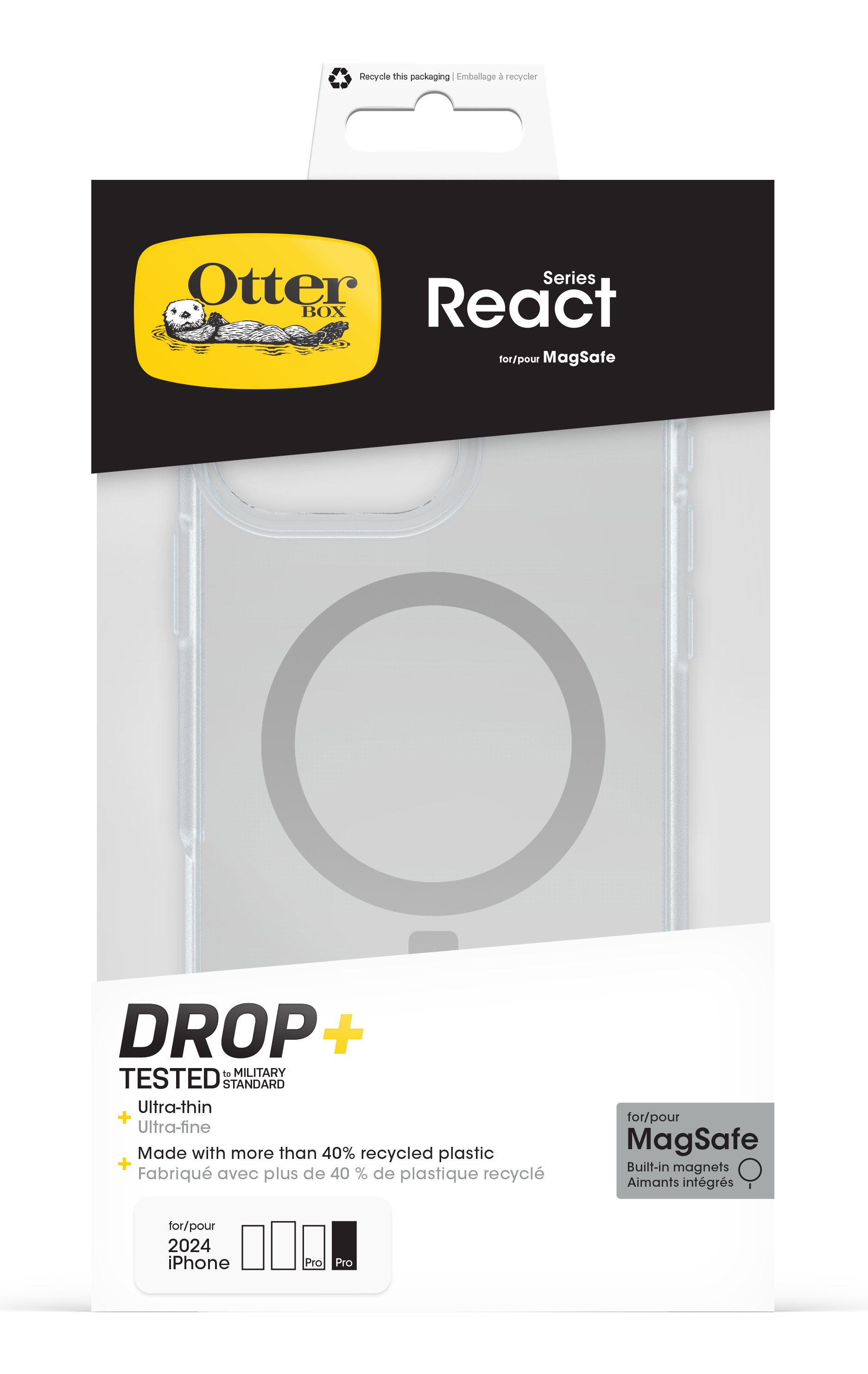 OtterBox React Series MagSafe Handyhülle für Apple iPhone 16 Pro Max 6,9" Transparent