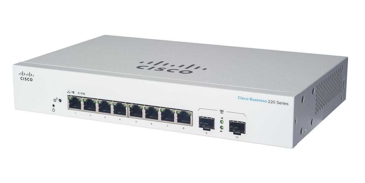 Cisco Business CBS220-8FP-E-2G Smart Switch | 8 GE-Ports | Full PoE | 2x1G SFP | 3 Jahre eingeschränkte Hardware (CBS220-8FP-E-2G-EU)
