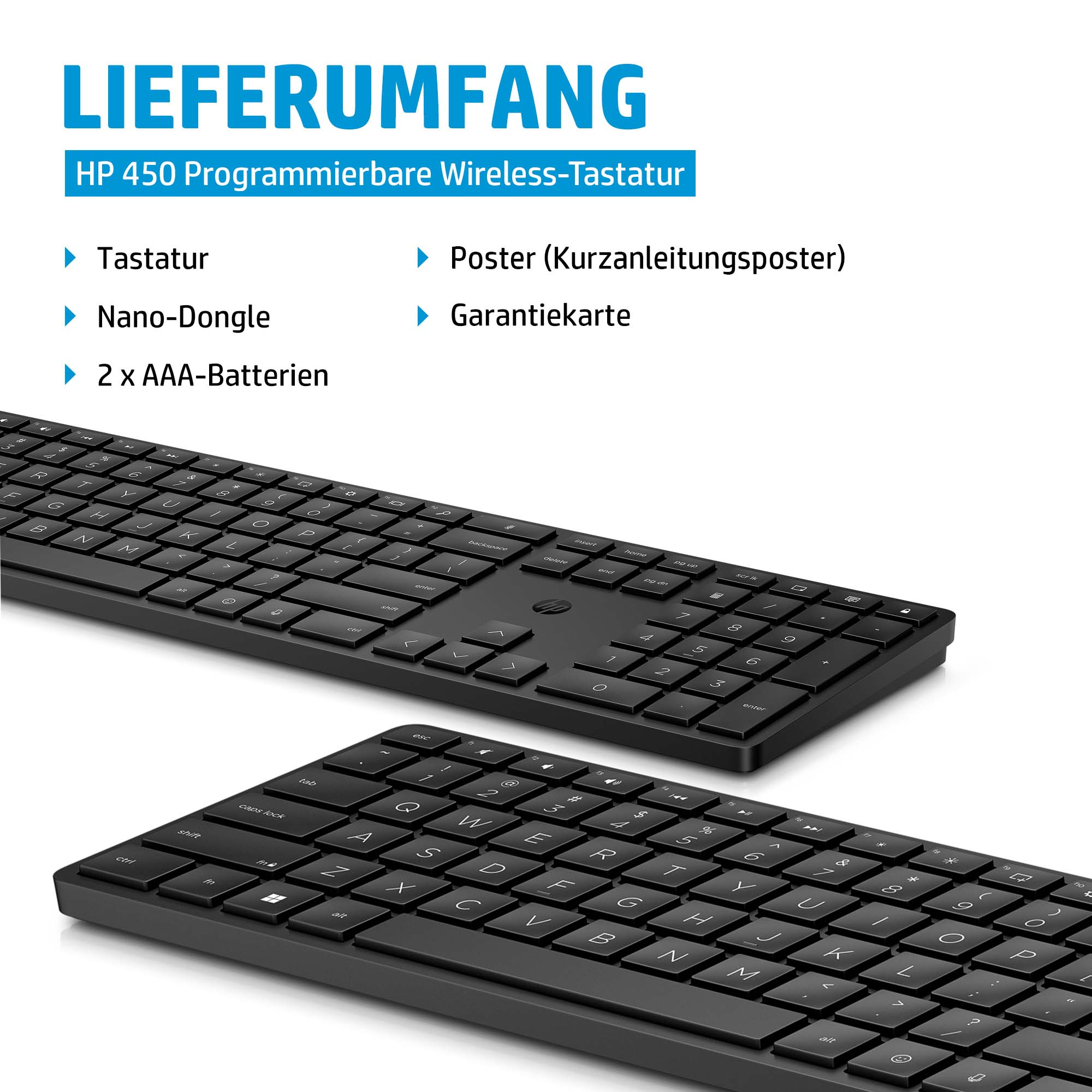 HP 450 Wireless Tastatur Schwarz