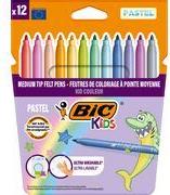 BIC KIDS Fasermaler Couleur medium Pastel, 12er Kartonetui Strichstärke: 0,8 mm, auswaschbar von Händen und Textilien, - 1 Stück (520084)