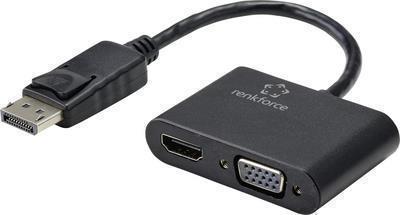 Renkforce RF-4505752 DisplayPort / HDMI / VGA Adapter [1x DisplayPort Stecker - 1x HDMI-Buchse, VGA-Buchse] Schwarz 15.00 cm (RF-4505752)