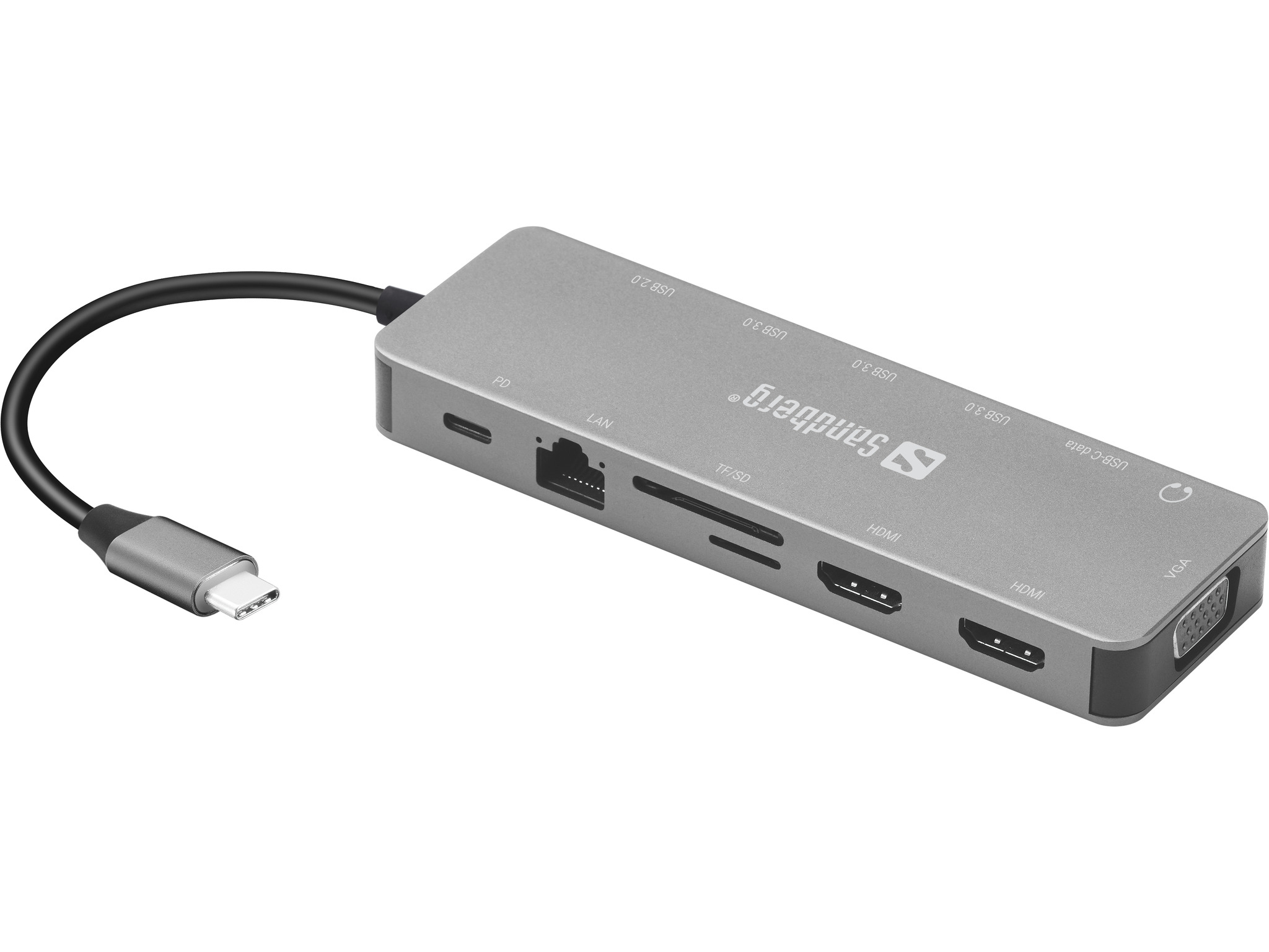 Sandberg 13-in-1 Dockingstation USB-C HDMI VGA 100Mb LAN Grau