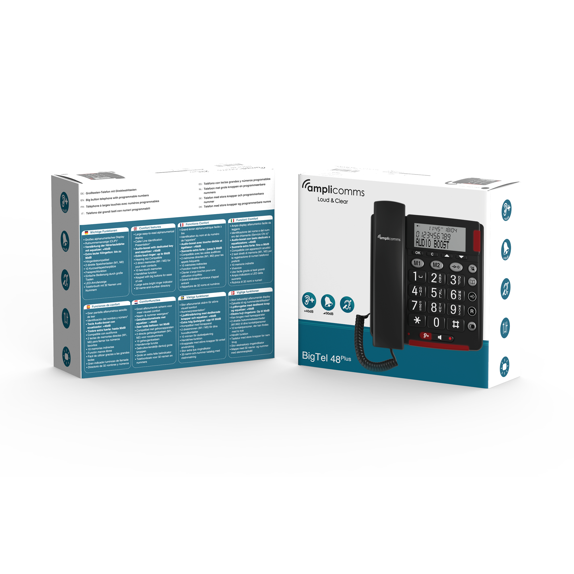 Amplicomms BigTel 48 Plus Schnurgebundenes Seniorentelefon Dunkelgrau
