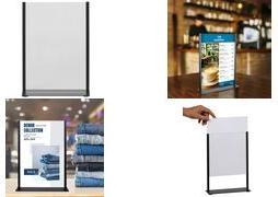 EUROPEL Tischaufsteller, DIN A4, Metall, schwarz schwarzer Metallhalter, klares Acryl-Display, für DIN A4 - 1 Stück (351025)