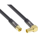 SAT Antennenkabel SmartFLEX, IEC/Koax Stecker abgewinkelt an Buchse, vergoldet, vierfach geschirmt, Schirmmaß 120dB, schwarz, 30m, Good Connections® (GC-M2080)