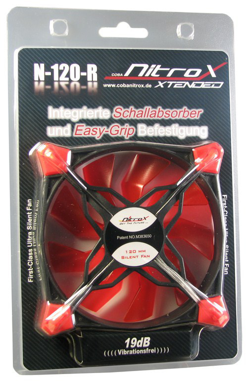 Inter-Tech Nitrox N-120-R Gehäuselüfter 120 mm Schwarz, Rot