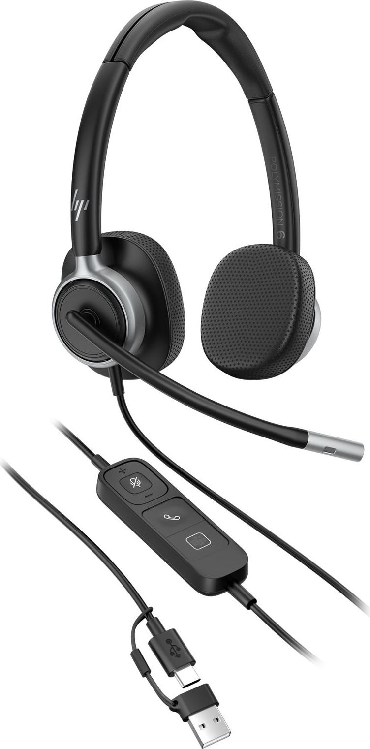 HP Poly Mission 625 Stereo On-Ear Headset USB-C Schwarz