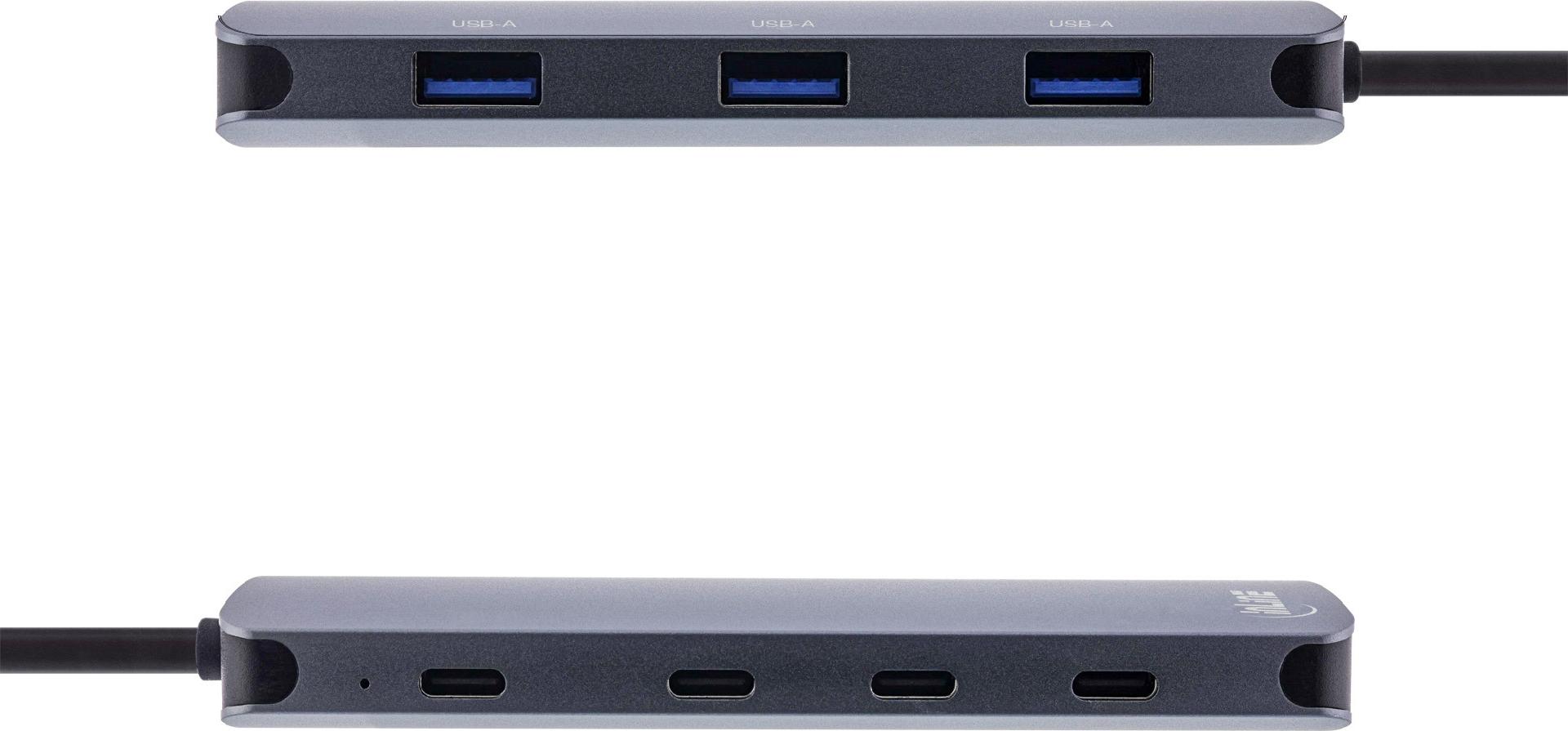 InLine USB 3.2 Gen.2 Hub 4x USB-C 3x USB-A PD 100W Aluminium Grau