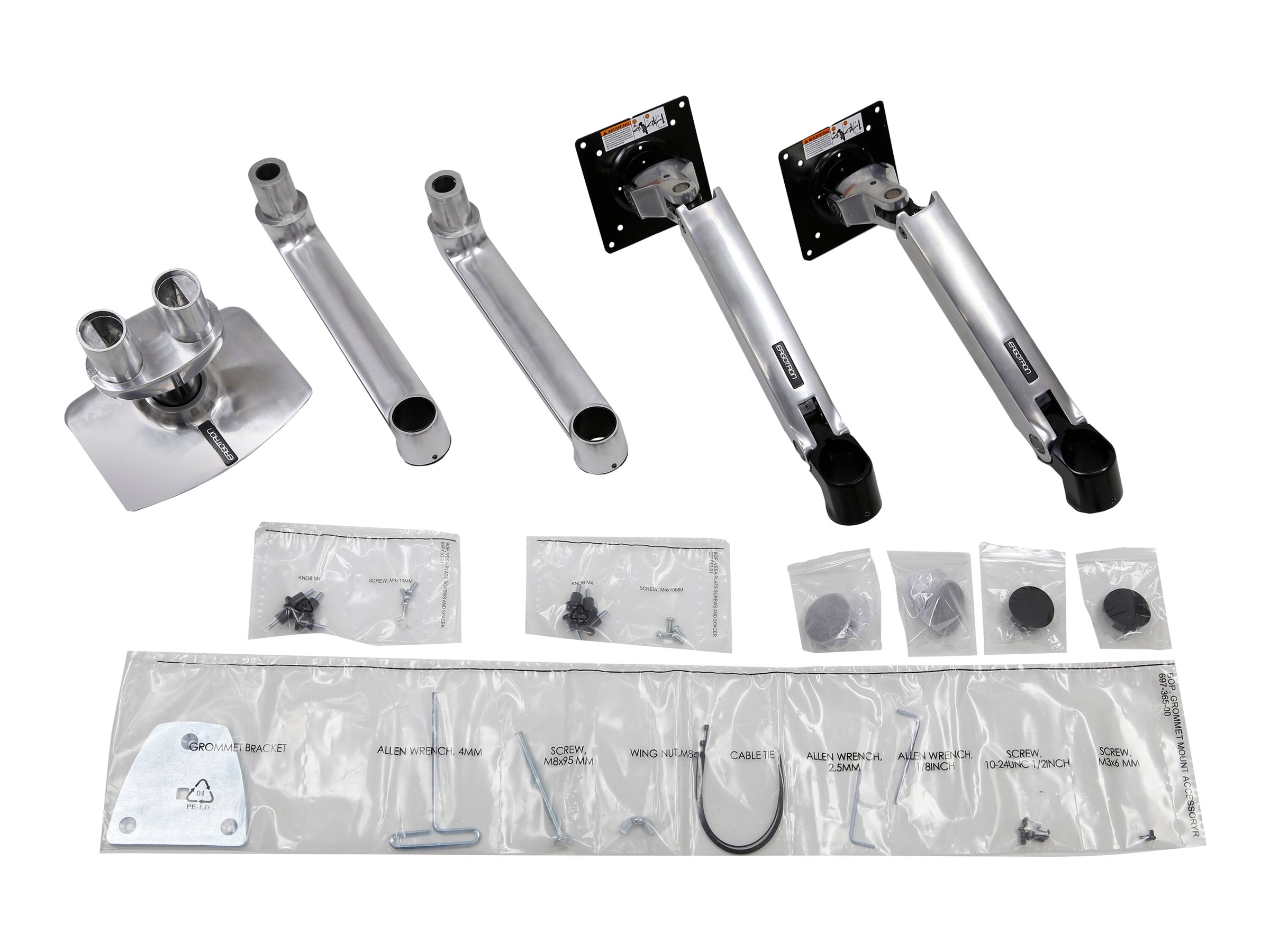 Ergotron LX Dual Side-by-Side Arm 27" Polished Aluminum