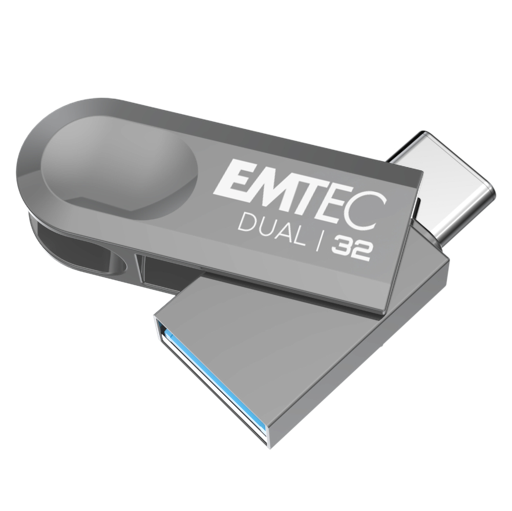 Emtec Dual D280 32 GB USB-Flash-Laufwerk Silber