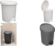 EDA Tret-Kosmetikeimer Stepy, 6 Liter, PP, weiß Tret-Abfalleimer, modernes Design, mit Tretpedal, - 1 Stück (010627 BL)