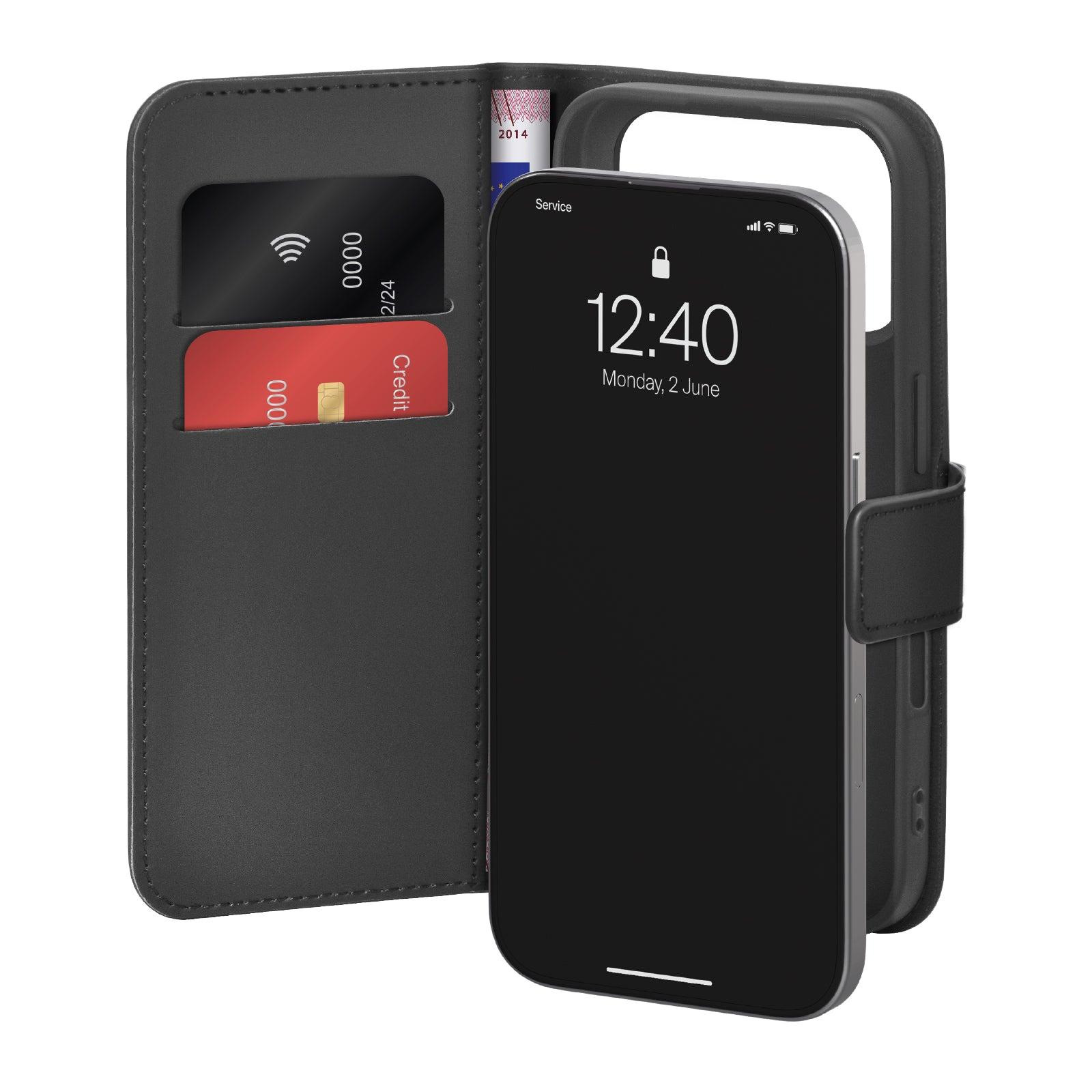 Puro Schutzhülle iPhone 17 Pro Leder Cover Schwarz
