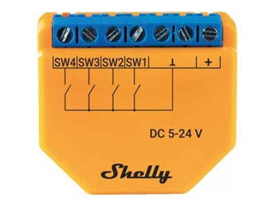 Shelly Plus i4 DC WLAN Bluetooth 4-Kanal 5-24V DC Orange