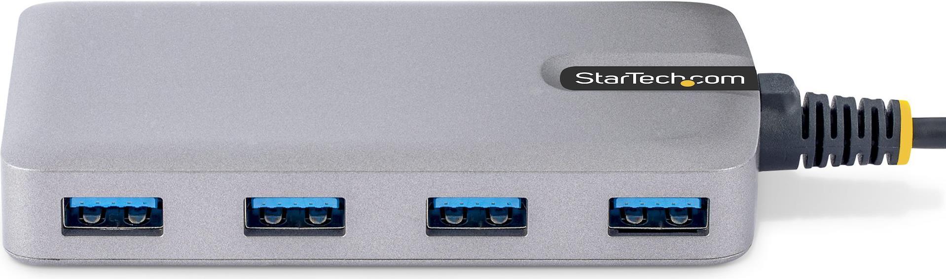 StarTech.com 4-Port USB Hub, USB3.0 5Gbps, Bus Powered, USB-A to 4x USB-A Hub with Optional Auxiliary Power Input, Portable Desktop/Laptop USB Hub with 1ft (30cm) Attached Cable (5G4AB-USB-A-HUB)
