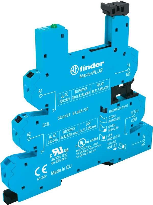 Finder Relaissockel mit Haltebügel, mit LED, mit EMV-Entstörbeschaltung 1 St. 93.66.8.230 Serie 34 34.51 (93.66.8.230)