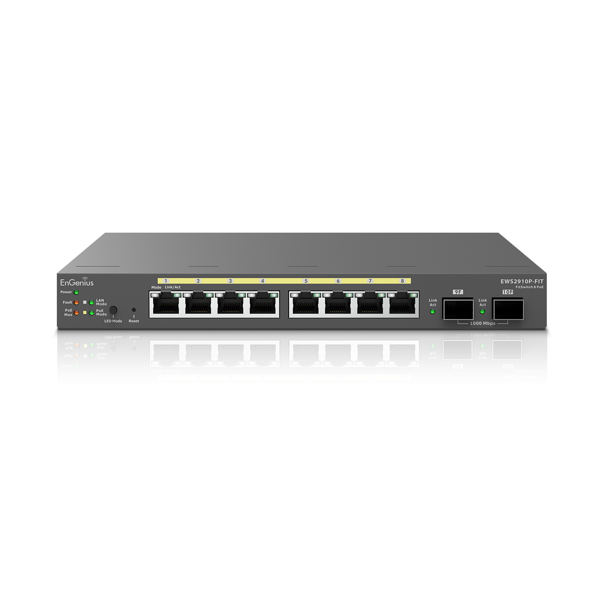 EnGenius EWS2910P-FIT Managed L2+ Gigabit PoE Switch 8-Port Schwarz